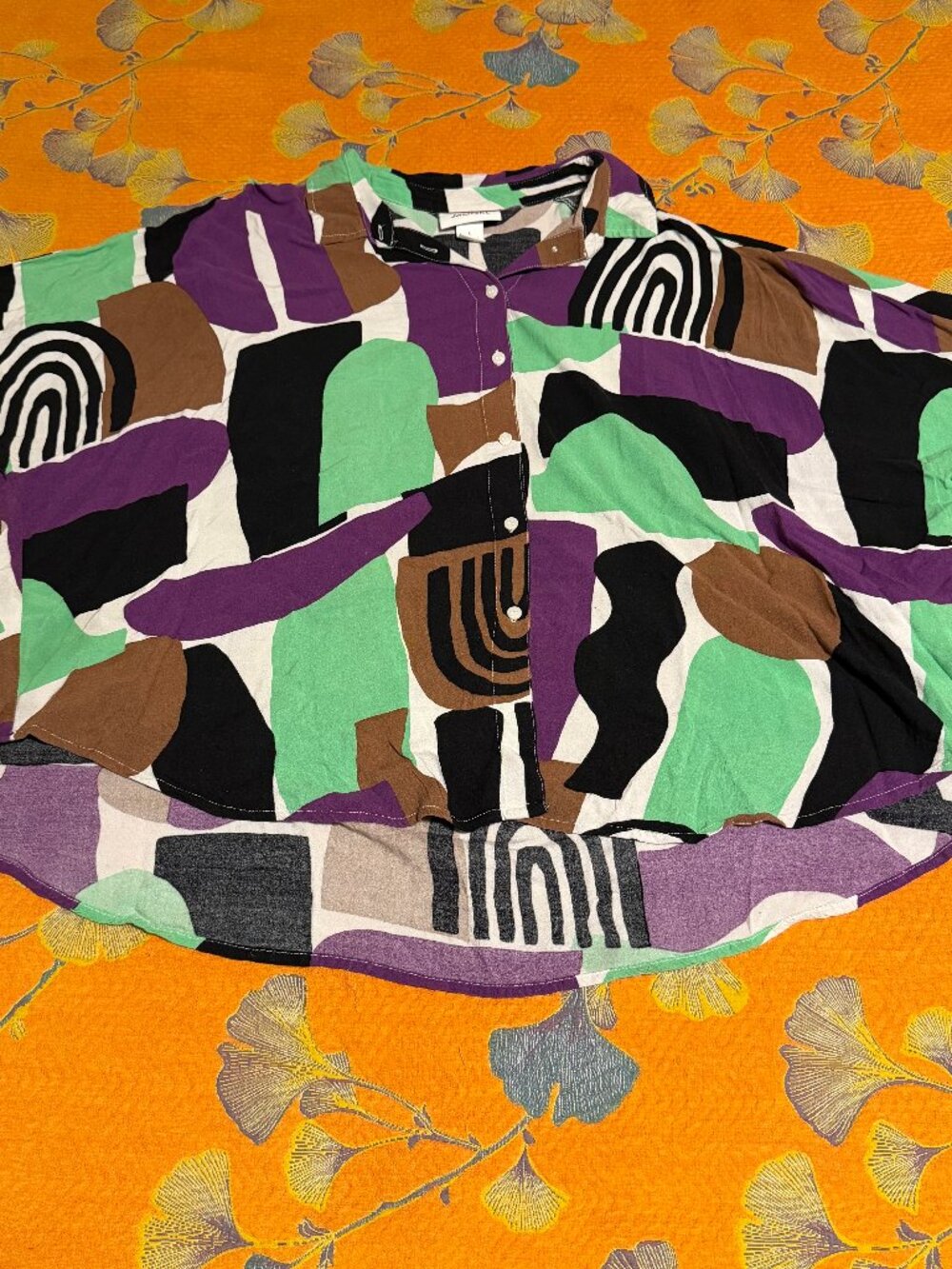 Monki Geometric Button Up Size Large